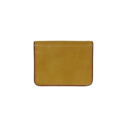 Belsac gul mntpung i skind med lynlsrum, to rum og lukket med overslag