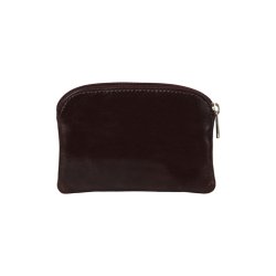 Belsac brun mntpung i skind med lomme til kreditkort.