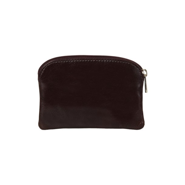 Belsac brun mntpung i skind med lomme til kreditkort.