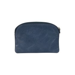 Belsac lys bl� m�ntpung i skind med lomme til kreditkort.