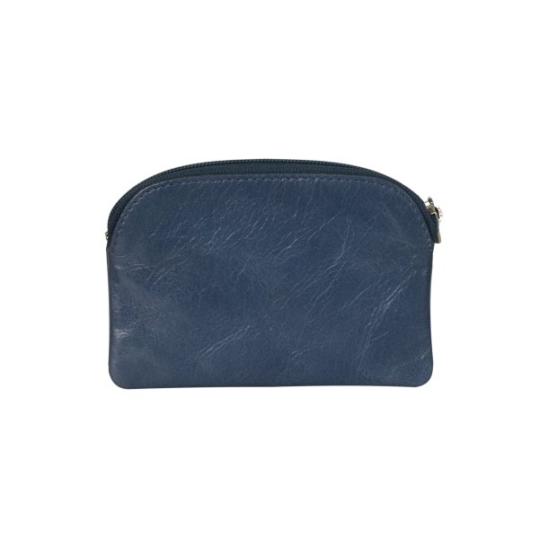 Belsac lys bl� m�ntpung i skind med lomme til kreditkort.