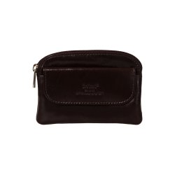 Belsac brun mntpung i skind med lomme til kreditkort.