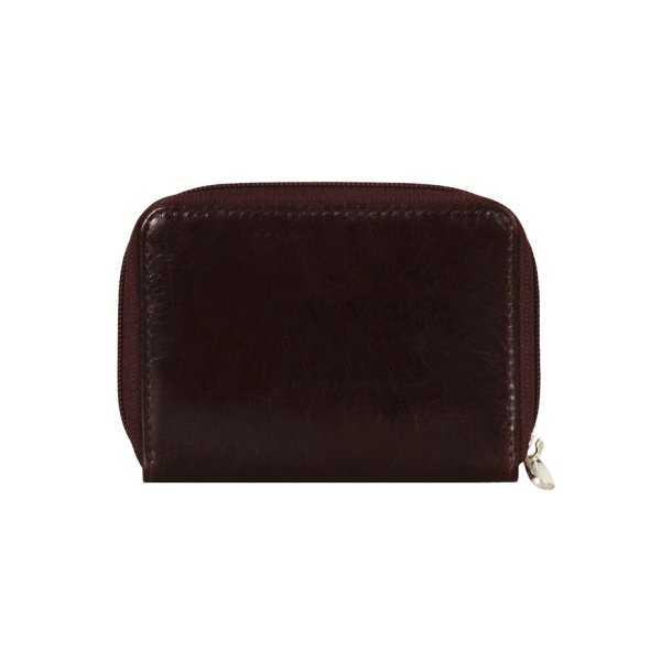 Belsac brun mntpung i glat skind med lynls og lomme til kort