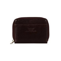 Belsac brun mntpung i glat skind med lynls og lomme til kort