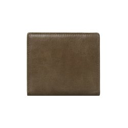 Belsac jordfarvet pung i skind med to rum. Plads til kort og kontanter og lukkes med trykknap