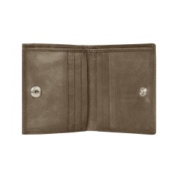 Belsac jordfarvet pung i skind med to rum. Plads til kort og kontanter og lukkes med trykknap