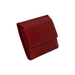 Belsac rd pung i skind med to rum. Plads til kort og kontanter og lukkes med trykknap