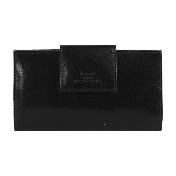 Belsac sort pung i skind med to separate  rum og plads til m�nter, sedler og mange kreditkort 
