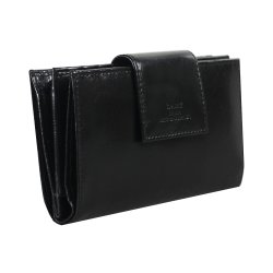 Belsac sort pung i skind med to separate  rum og plads til m�nter, sedler og mange kreditkort 