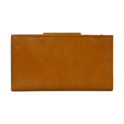 Belsac cognac pung i skind med to separate  rum og plads til m�nter, sedler og mange kreditkort 