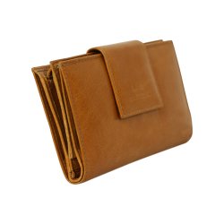 Belsac cognac pung i skind med to separate  rum og plads til m�nter, sedler og mange kreditkort 