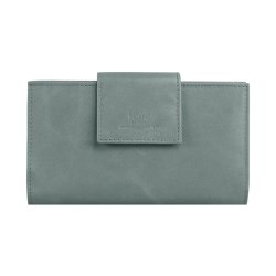 Belsac lys grn pung i skind med to separate  rum og plads til mnter, sedler og mange kreditkort 