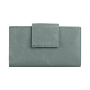 Belsac lys gr�n pung i skind med to separate  rum og plads til m�nter, sedler og mange kreditkort 