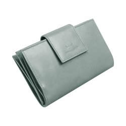 Belsac lys grn pung i skind med to separate  rum og plads til mnter, sedler og mange kreditkort 