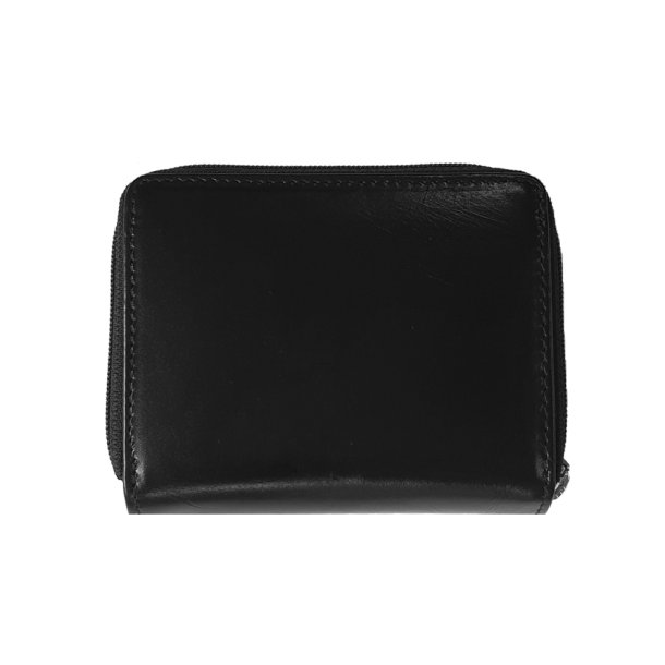 Belsac sort pung i skind til m�nter, sedler og kort