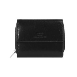 Belsac sort pung i skind til m�nter, sedler og kort