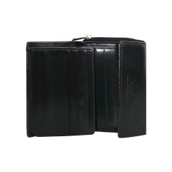 Belsac sort pung i skind til m�nter, sedler og kort