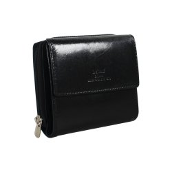 Belsac sort pung i skind til m�nter, sedler og kort