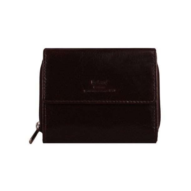 Belsac pung i brun til mnter, sedler og kort