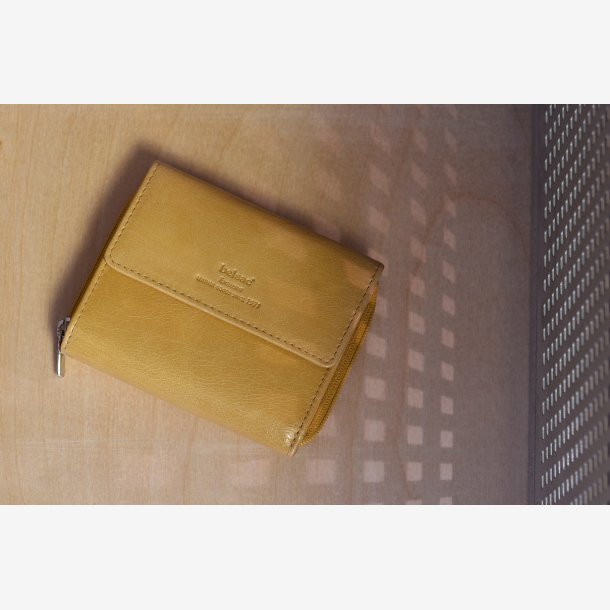 Belsac gul pung i skind til mnter, sedler og kort