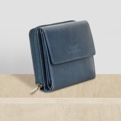 Belsac pung i lys bl� til m�nter, sedler og kort