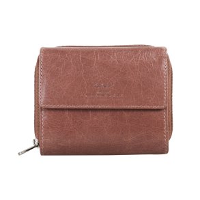 Belsac rosa pung i skind til m�nter, sedler og kort