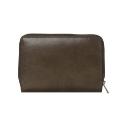 Belsac pung i earth skind med to rum, hvor det ene lukkes med lynl�s og det andet med trykknap