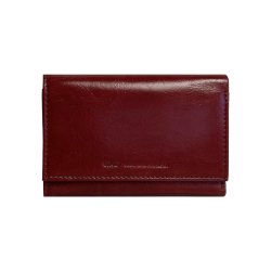 Belsac trefljet mrk rd pung i skind til mnter, sedler og kort
