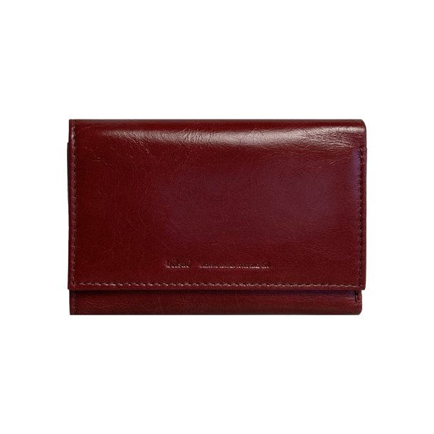 Belsac trefljet mrk rd pung i skind til mnter, sedler og kort