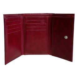 Belsac trefljet mrk rd pung i skind til mnter, sedler og kort