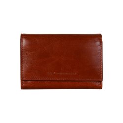 Belsac trefljet gylden brun pung i skind til mnter, sedler og kort