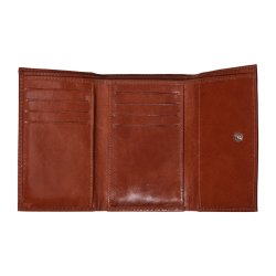 Belsac trefljet gylden brun pung i skind til mnter, sedler og kort