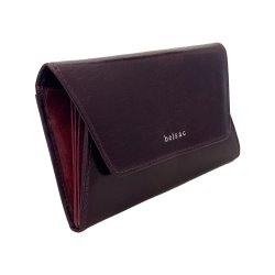 Belsac bordeaux rd pung i blankt skind med overslag og plads til mange kort og kontanter