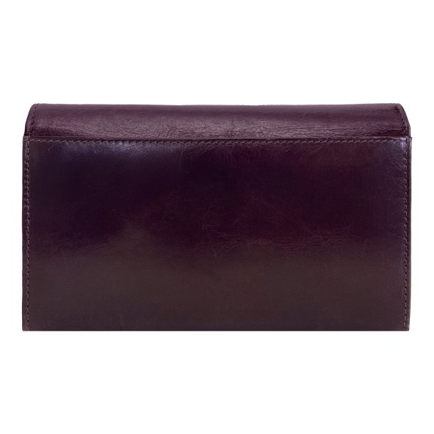 Belsac bordeaux rd pung i blankt skind med overslag og plads til mange kort og kontanter