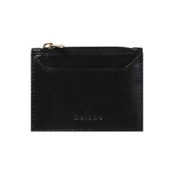 Belsac sort mntpung i skind med lynls og lomme til kreditkort