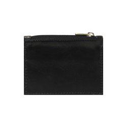 Belsac sort mntpung i skind med lynls og lomme til kreditkort