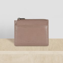 Belsac lys rosa mntpung i skind med aftagelig kreditkortholder 