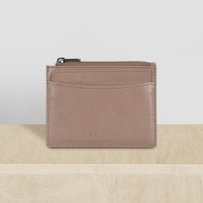 Belsac lys rosa mntpung i skind med aftagelig kreditkortholder 