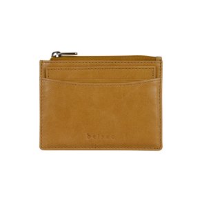 Belsac gul m�ntpung i skind med aftagelig kreditkortholder 