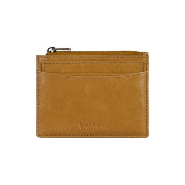 Belsac gul mntpung i skind med aftagelig kreditkortholder 