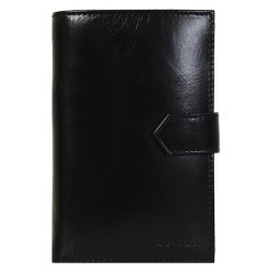 Belsac tofljet sort pung i glat skind med plads til kontanter og kreditkort