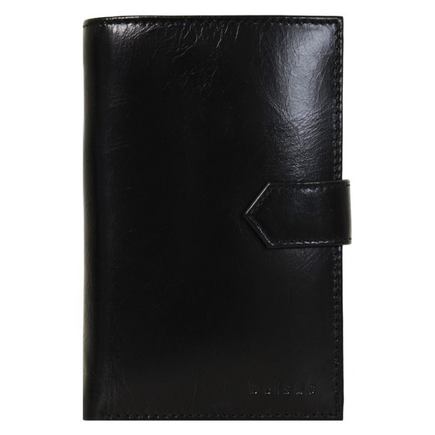 Belsac tofljet sort pung i glat skind med plads til kontanter og kreditkort