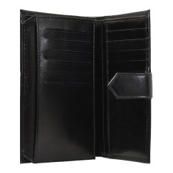 Belsac tofljet sort pung i glat skind med plads til kontanter og kreditkort