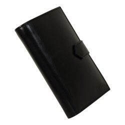 Belsac tofljet sort pung i glat skind med plads til kontanter og kreditkort