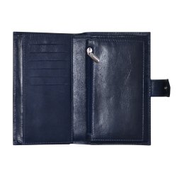 Belsac tofljet bl pung i glat skind med plads til kontanter og kreditkort