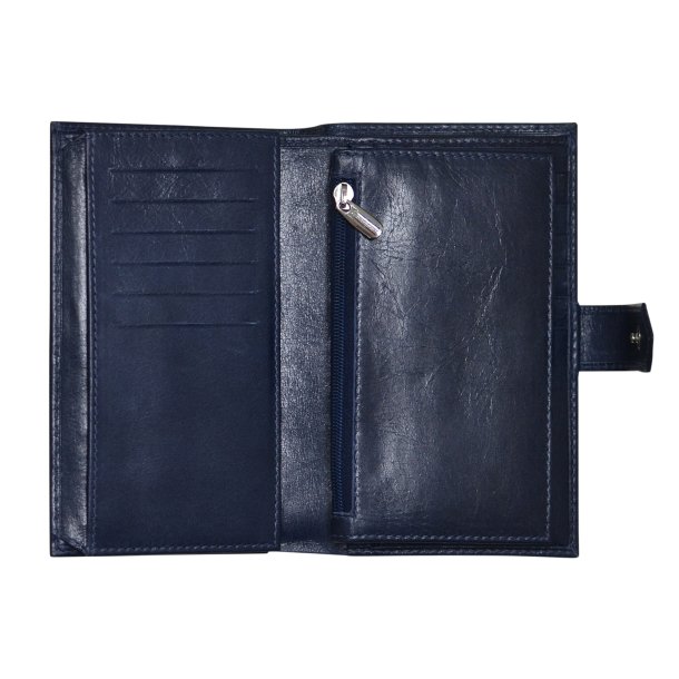 Belsac tofljet bl pung i glat skind med plads til kontanter og kreditkort