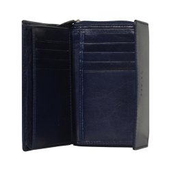 Belsac tofljet bl pung i  glat skind, to rum til kontanter og plads til mange kort