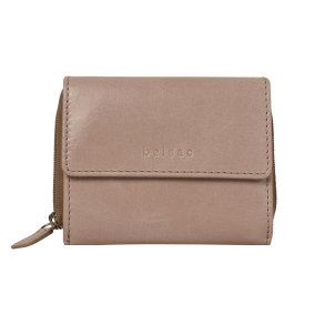 Belsac lys rosa pung i skind med to rum og plads til b�de m�nter, sedler og kort