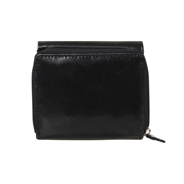 Belsac trefljet sort pung i skind til mnter, kort og sedler