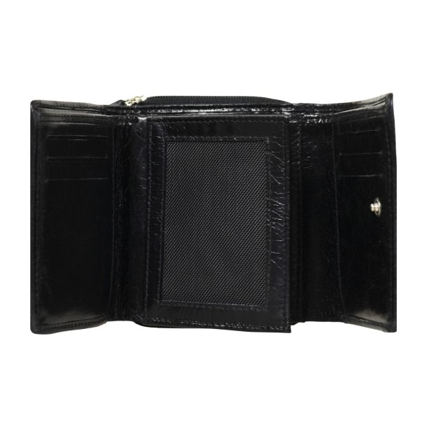 Belsac trefljet sort pung i skind til mnter, kort og sedler